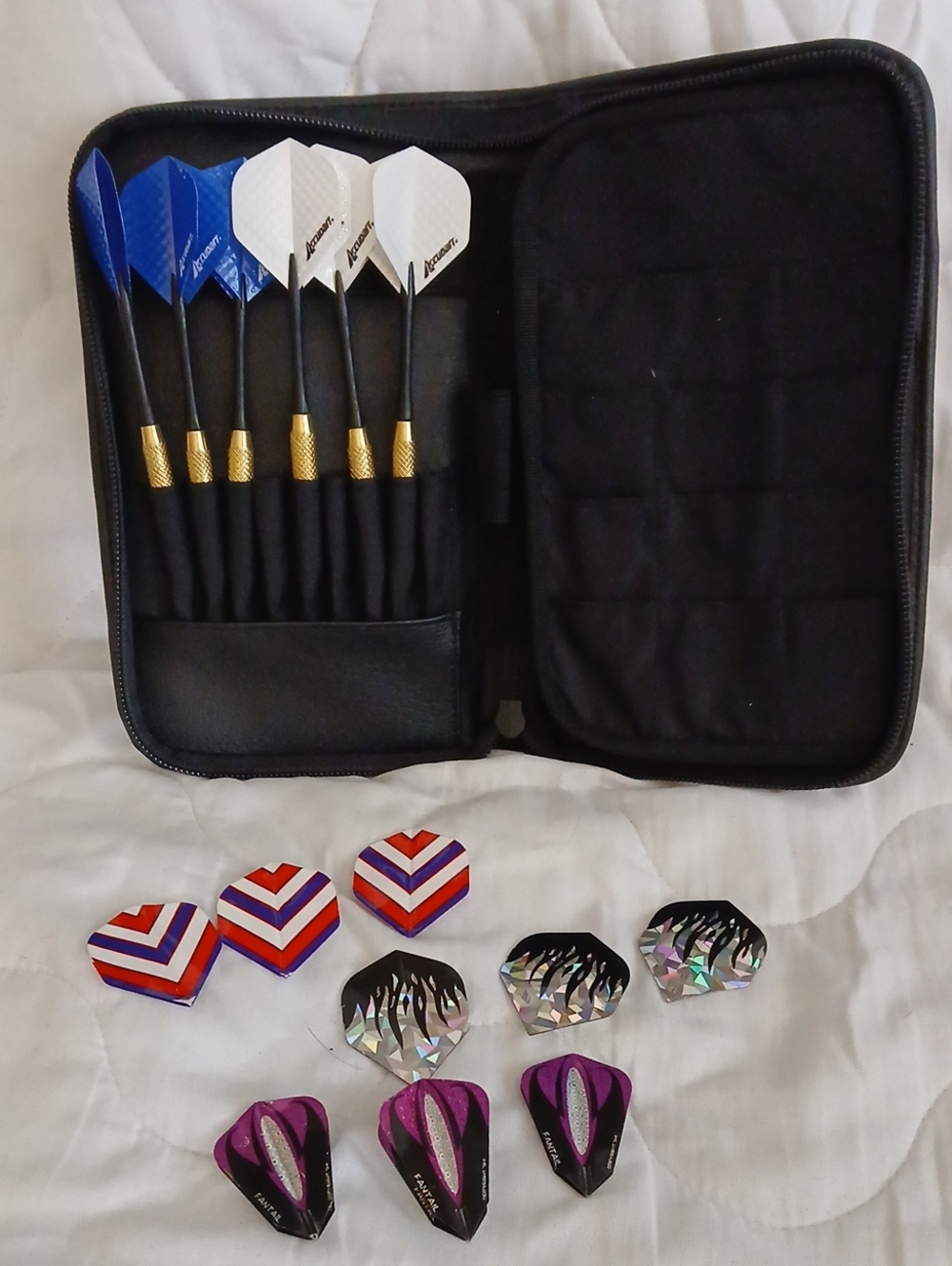 6 Soft Tip Darts Gold Barrels 15 Flights With Storage Case